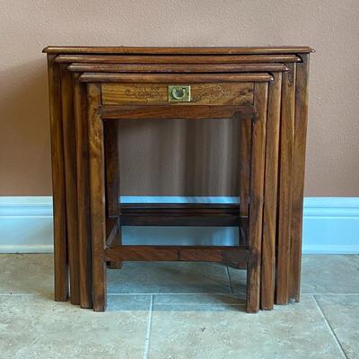 Set of 4 Inlayed Wood Nesting Tables