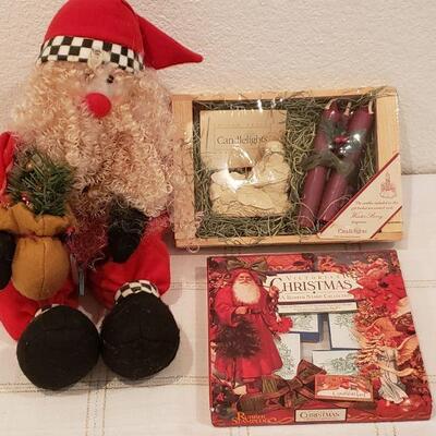Lot 894: NEW  Victorian Christmas Rubber Stamps, Animated Santa and Candles and Holder