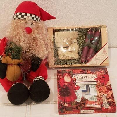 Lot 894: NEW  Victorian Christmas Rubber Stamps, Animated Santa and Candles and Holder