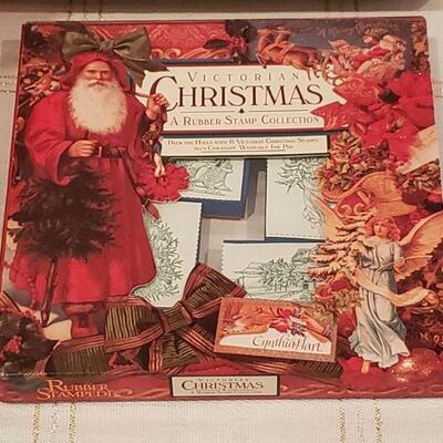 Lot 894: NEW  Victorian Christmas Rubber Stamps, Animated Santa and Candles and Holder