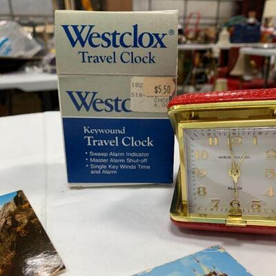 #92 Westclox Travel Clock & Postcards