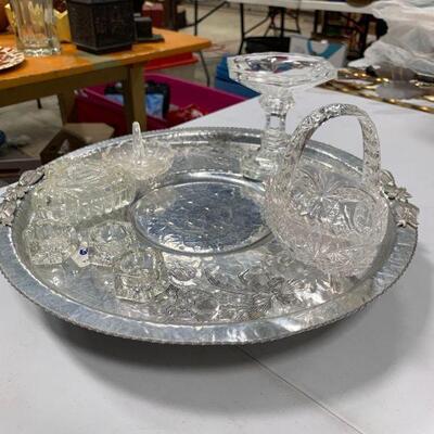 #156 Beautiful Crystal and Serving Tray