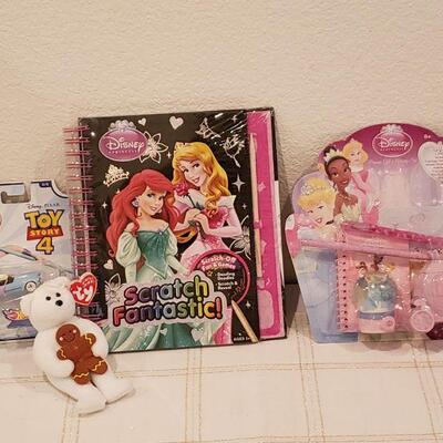 Lot 907: NEW Disney Princess Journal Set, Activity Book, Matchbox Bo Peep Car and Ty Beanie Baby Ornament 