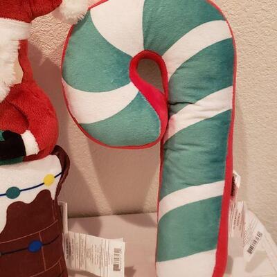 Lot 915:  New Hallmark Hanging Plushie Santa and Candy Cane