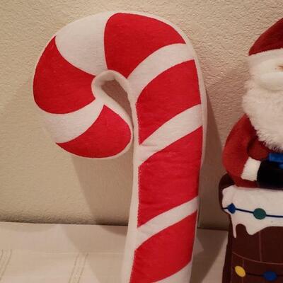 Lot 915:  New Hallmark Hanging Plushie Santa and Candy Cane