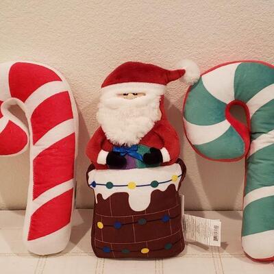Lot 915:  New Hallmark Hanging Plushie Santa and Candy Cane
