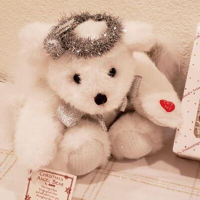 Lot 927: NEW Dillard's Baby Ornaments, Angel Bear and Winnie the Pooh Rattle Toy
