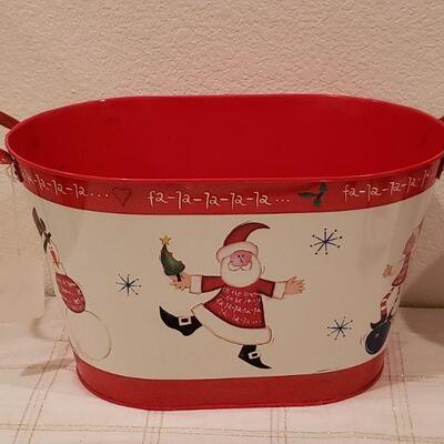 Lot 929:  New Snowman Tins, Santa Metal Container, Plate, Toothpicks and JOY Sign