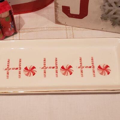 Lot 929:  New Snowman Tins, Santa Metal Container, Plate, Toothpicks and JOY Sign
