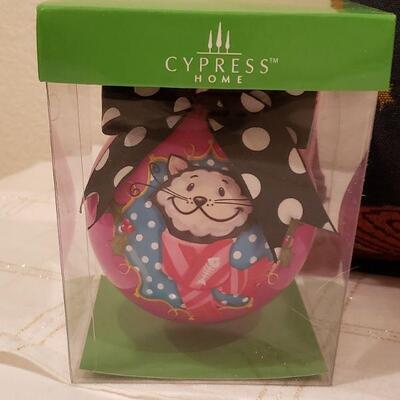 Lot 941: NEW Laurel Burch Cat Holiday Pillow, Ornaments and Mug