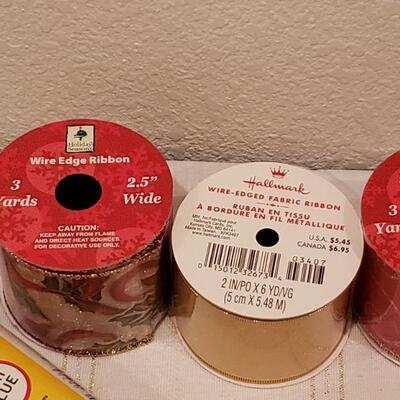 Lot 966: NEW (4) Rolls of Ribbons, Tissue Paper, Wrapping Paper, Stickers and Trim