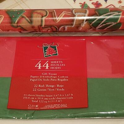 Lot 966: NEW (4) Rolls of Ribbons, Tissue Paper, Wrapping Paper, Stickers and Trim