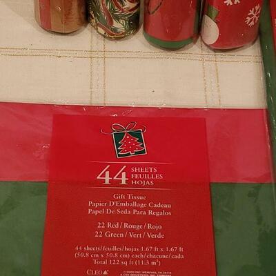 Lot 971: New (4) Rolls of Wrapping Paper and (2) Packages of Tissue Paper 