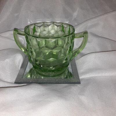 Vintage Green Sugar Bowl