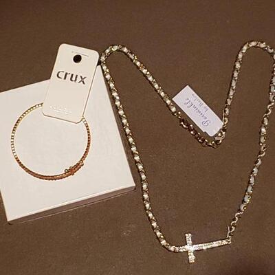 Lot 984: NEW Cross Necklace and Cross Cuff Bracelet 