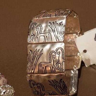 Lot 985: NEW Expandable Horse Bracelet and Handmade Clay Bead Bracelet 