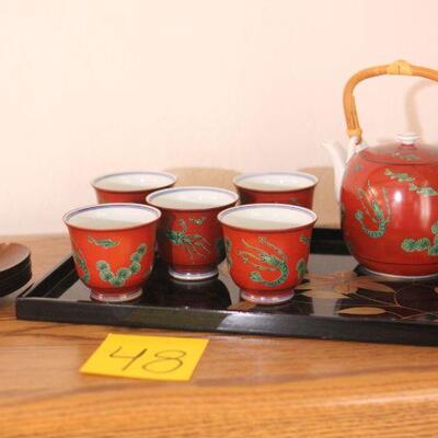 Lot 48 Japanese Tea Set & Platter