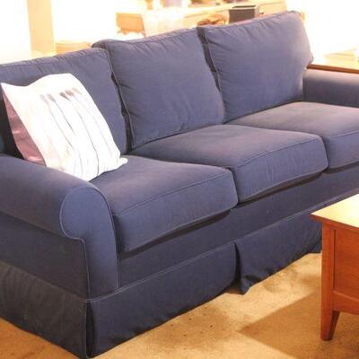 Lot 63 Ethan Allen Navy Blue Sofa 2'11"x7'1"x3'1"