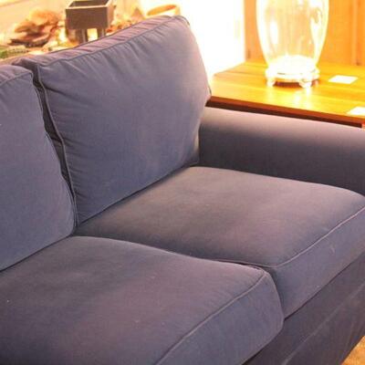Lot 63 Ethan Allen Navy Blue Sofa 2'11"x7'1"x3'1"
