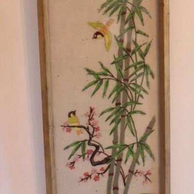 Lot 82 Pair of Framed Original Stich Art 21"x10.5"