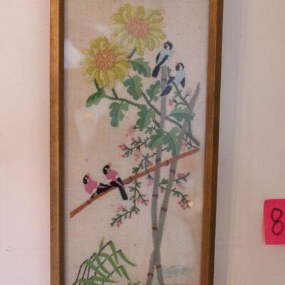 Lot 82 Pair of Framed Original Stich Art 21"x10.5"
