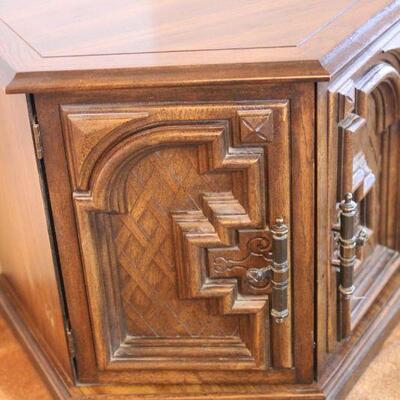 Lot 83 Hexagon Wood Vintage Side Table 1'8"x2'