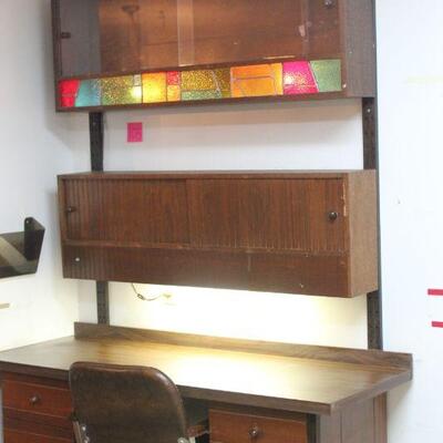 Lot 103 Mid Century Custom Built Desk w/ Lighted Display 7'4"x5'