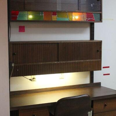 Lot 103 Mid Century Custom Built Desk w/ Lighted Display 7'4"x5'