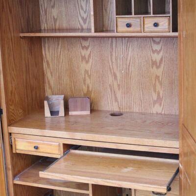 Lot 121 Oak Computer/Desk Cabinet 5'8"x3'10â€x20.5â€D