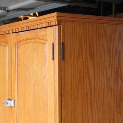 Lot 121 Oak Computer/Desk Cabinet 5'8"x3'10â€x20.5â€D