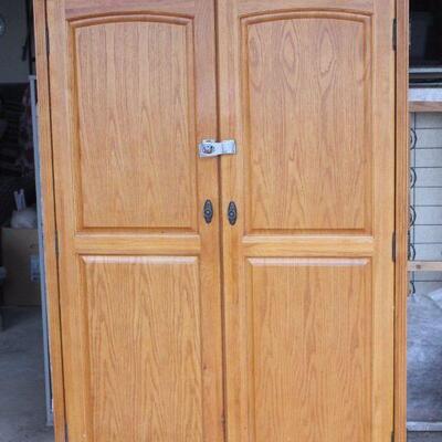 Lot 121 Oak Computer/Desk Cabinet 5'8"x3'10â€x20.5â€D