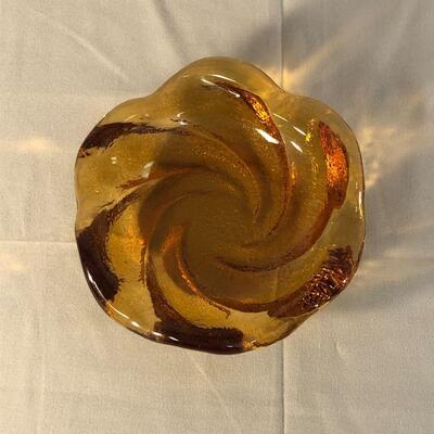Lot 13 - Heavy Amber Art Glass Dish