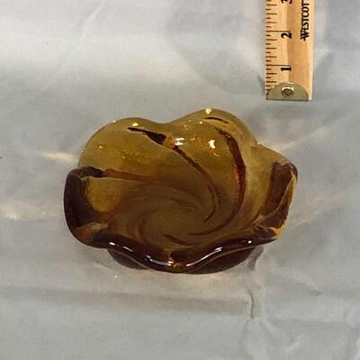 Lot 13 - Heavy Amber Art Glass Dish