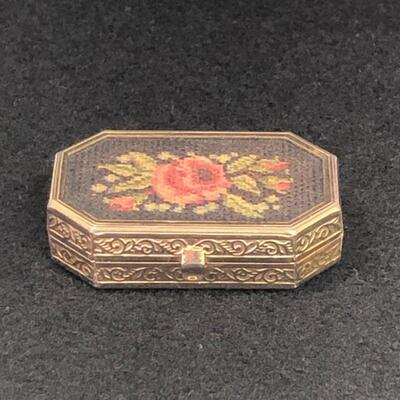 Lot 44 - Avon Embroidered Lid Pill Box