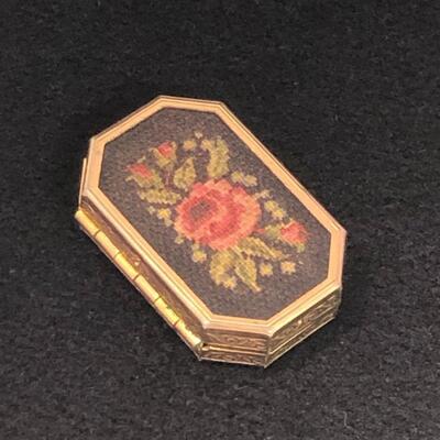 Lot 44 - Avon Embroidered Lid Pill Box