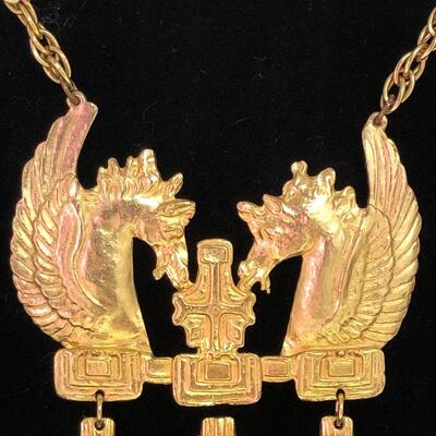 Lot 56 - Very Large Gold Tone Pegasus Necklace