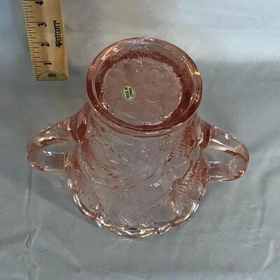 Lot 66 - Pink Glass Strawberry Handled Vase