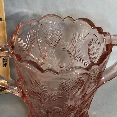 Lot 66 - Pink Glass Strawberry Handled Vase