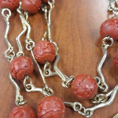 Yue-Sai Cinnabar Necklace 