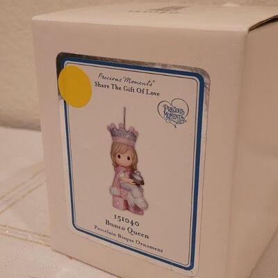 Lot 991: Rabbit Fur Stocking + Precious Moments Christmas Figures 
