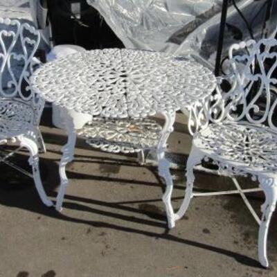 LOT 4  IRON CAFE STYLE PATIO TABLE & CHAIRS