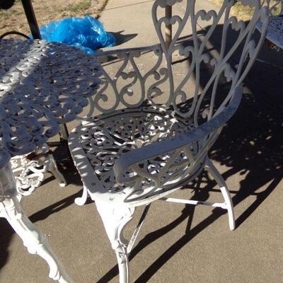 LOT 4  IRON CAFE STYLE PATIO TABLE & CHAIRS