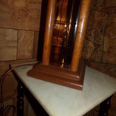 LOT 60   MIRRORED WALL CLOCK, SMALL STAND W/ LAMP