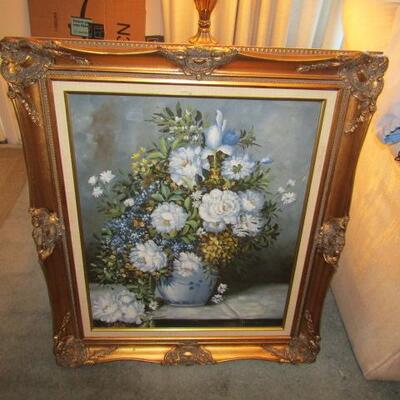 LOT 112  LARGE GOLD 0IL PAINTING & MORE