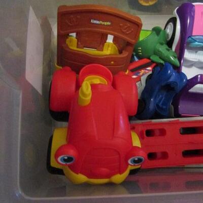 LOT 132  TOY VEHICLES RED TACTOR PINK & PURPLE CAR