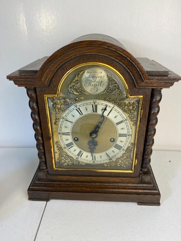 German Westminster Chime Mantel Clock Tempus Fugite