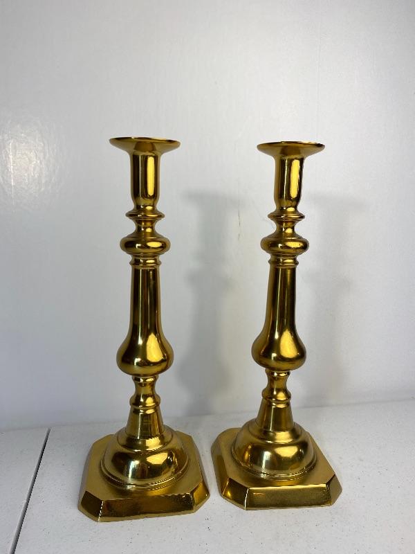 Harvin Vintage Solid Heavy Brass Candlestick 9 Tall