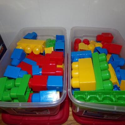 LOT 148  MEGA BLOCK LEGO'S AND TWO MEGA BLOCK VEHICLES