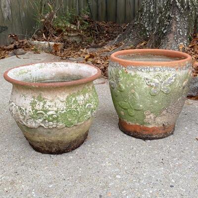Set of 4 Heavy Terra Cotta Outdoor Pots