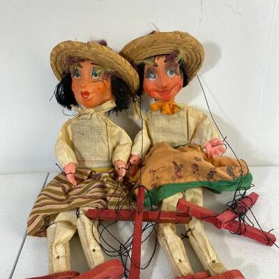Set of Folk Art Mexican Marionettes String Puppets